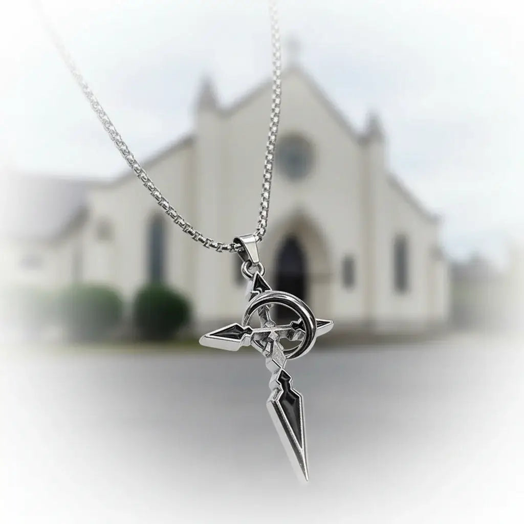 Elegant Silver Plated Stainless Steel Cross Pendant Necklace