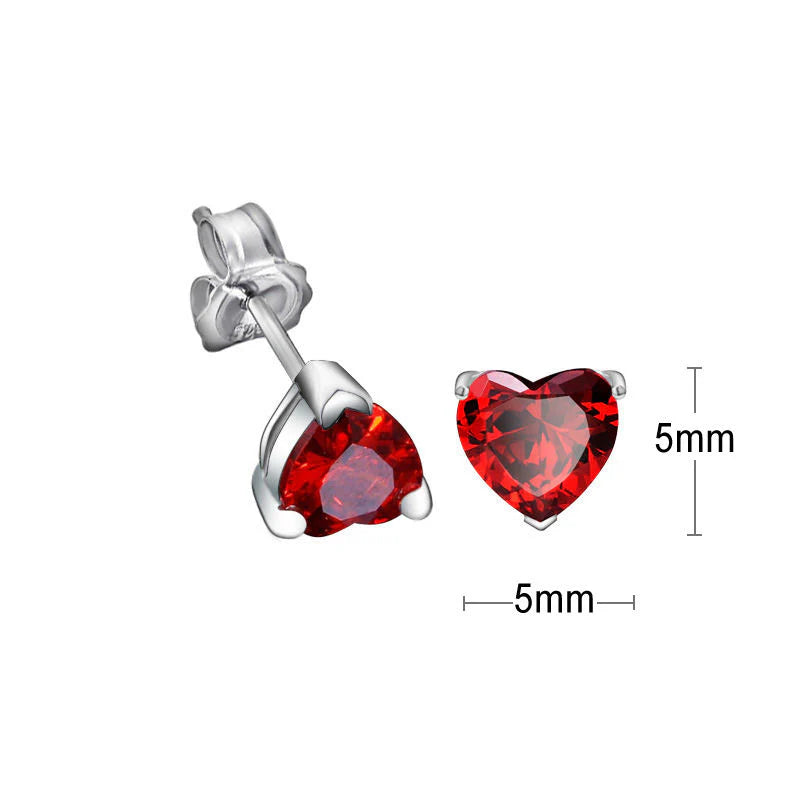 Stunning Heart-Shaped Red Zircon Stud Earrings - Perfect for Any Occasion!