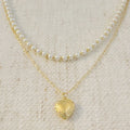 Elegant Pearls & Heart Locket Layered Necklace