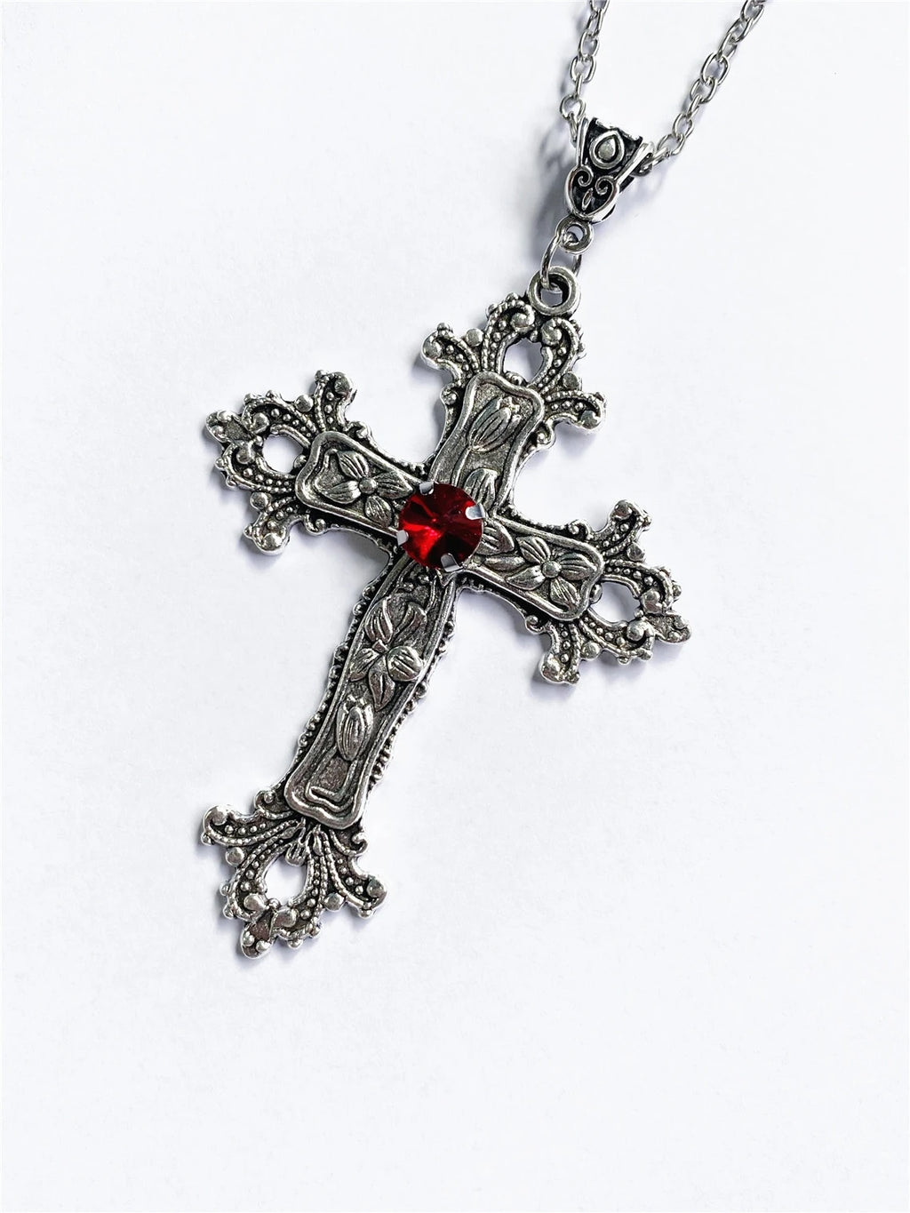 Y2K Punk Crystal Cross Pendant Necklace - Irregular Gothic Clavicle Chain for Men & Women