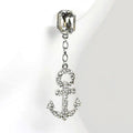 Elegant Glass Stone Dangle Earrings with Anchor Design