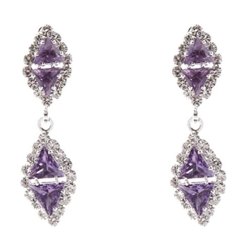Stunning Linked Rhombus Dangle Earrings with Sparkling Rhinestones
