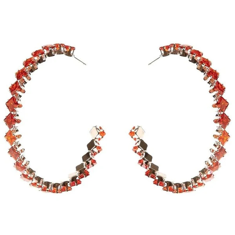 Elegant Square Crown Halo Cubic Zirconia Hoop Earrings