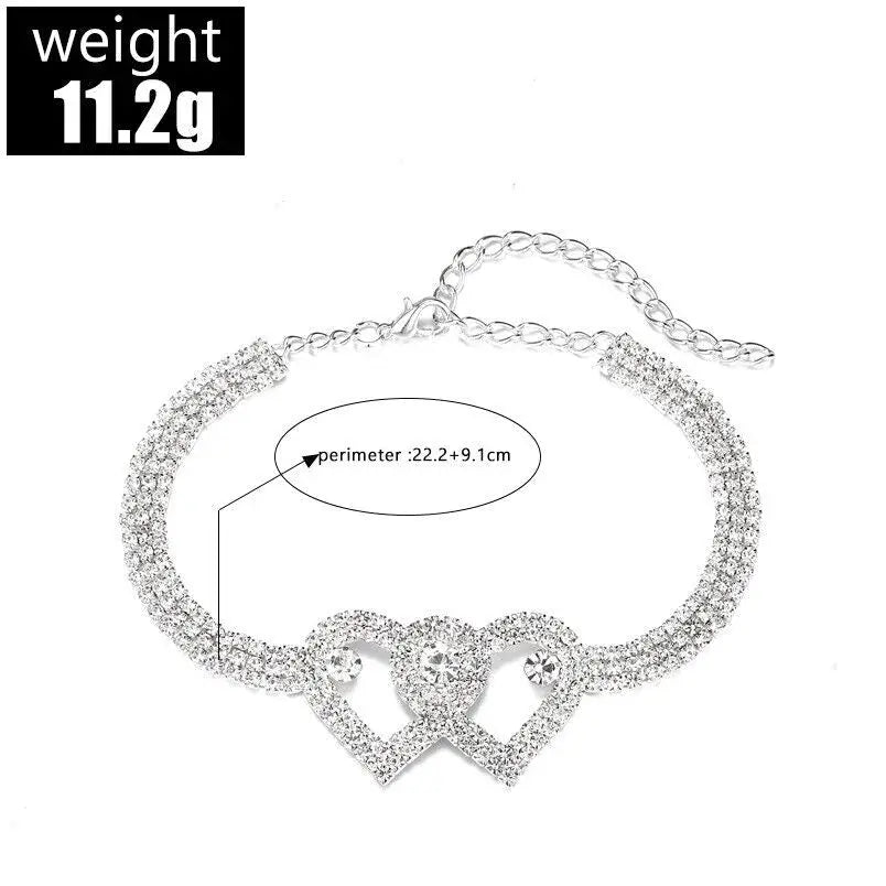 Charming Double Heart Crystal Anklet - Love Barefoot Chain Bracelet