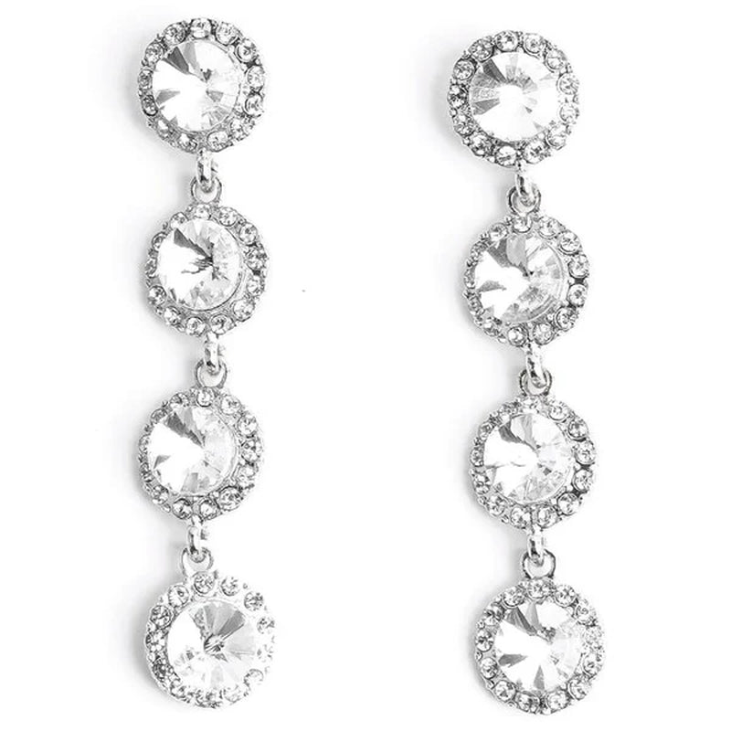 Sparkling Connected Circles Rhinestone Dangle Earrings