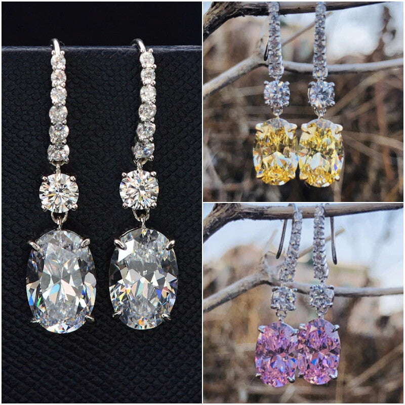 Women Elegant Cubic Zircon Anniversary Jewelry 925 Silver Filled Drop Earring