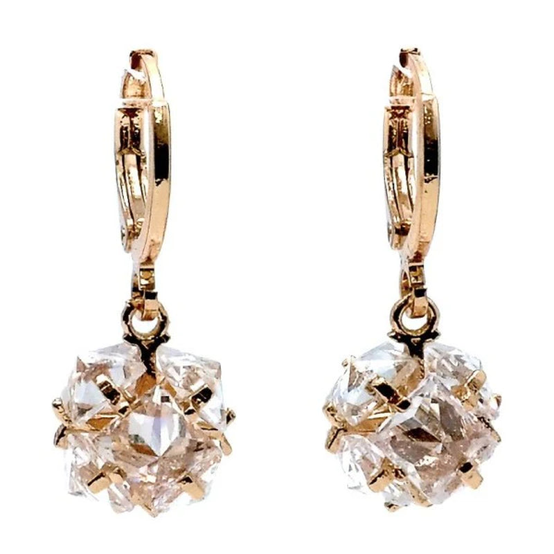 Sparkling Crystal Dangle Mini Hoop Earrings with Cubic Zirconia