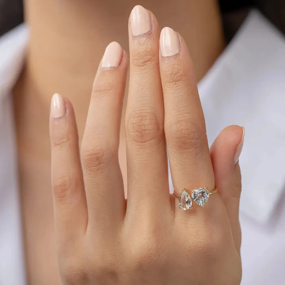 Adjustable Sterling Silver Gilded Heart Ring - Perfect Gift for Loved Ones