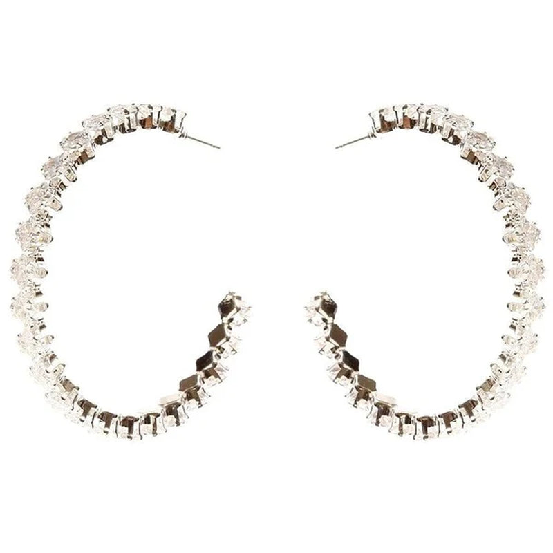 Elegant Square Crown Halo Cubic Zirconia Hoop Earrings