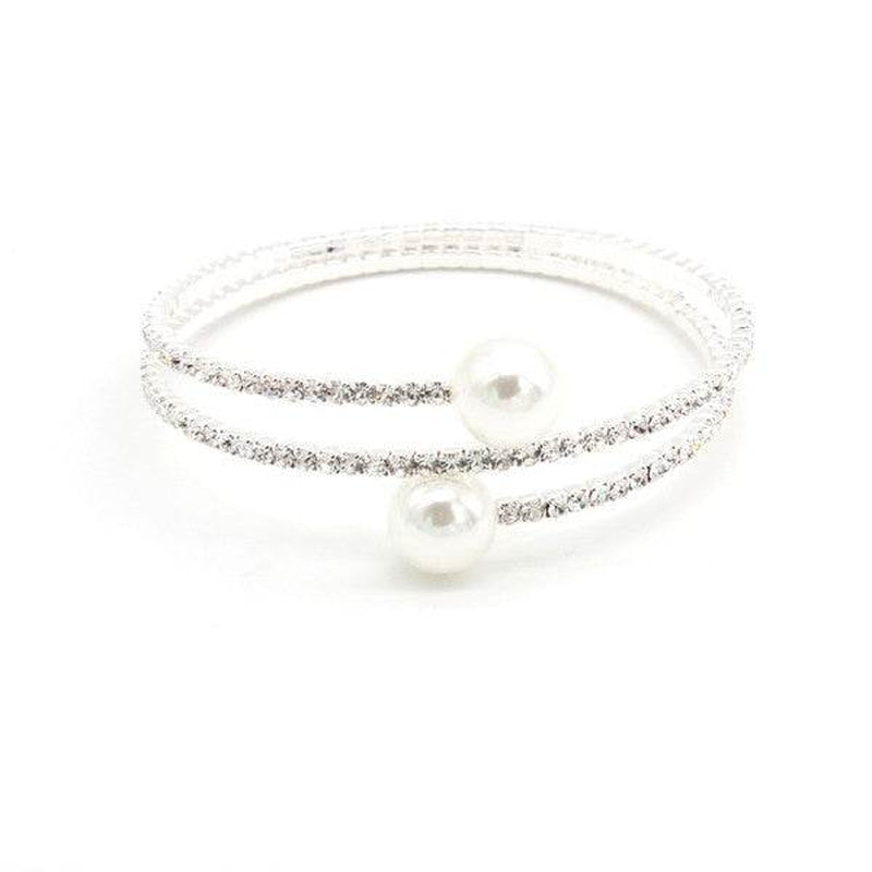Elegant Spiral Rhinestone & Pearl Bracelet