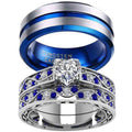 Matching Ring Couple Rings White Gold Plated 1CT CZ Women Wedding Ring Sets Female Ring