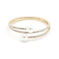 Elegant Spiral Rhinestone & Pearl Bracelet