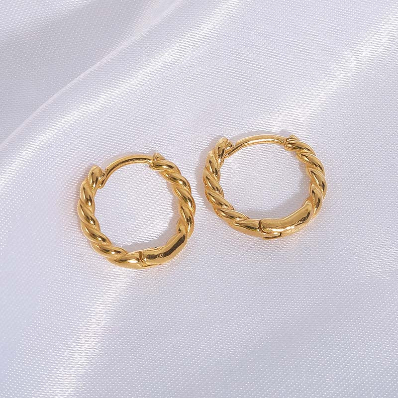 Elegant 18K Gold Plated Thin Rope Chain Hoop Earrings