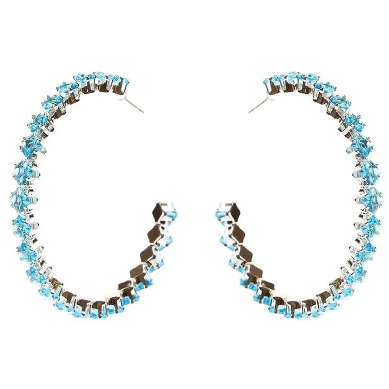 Elegant Square Crown Halo Cubic Zirconia Hoop Earrings