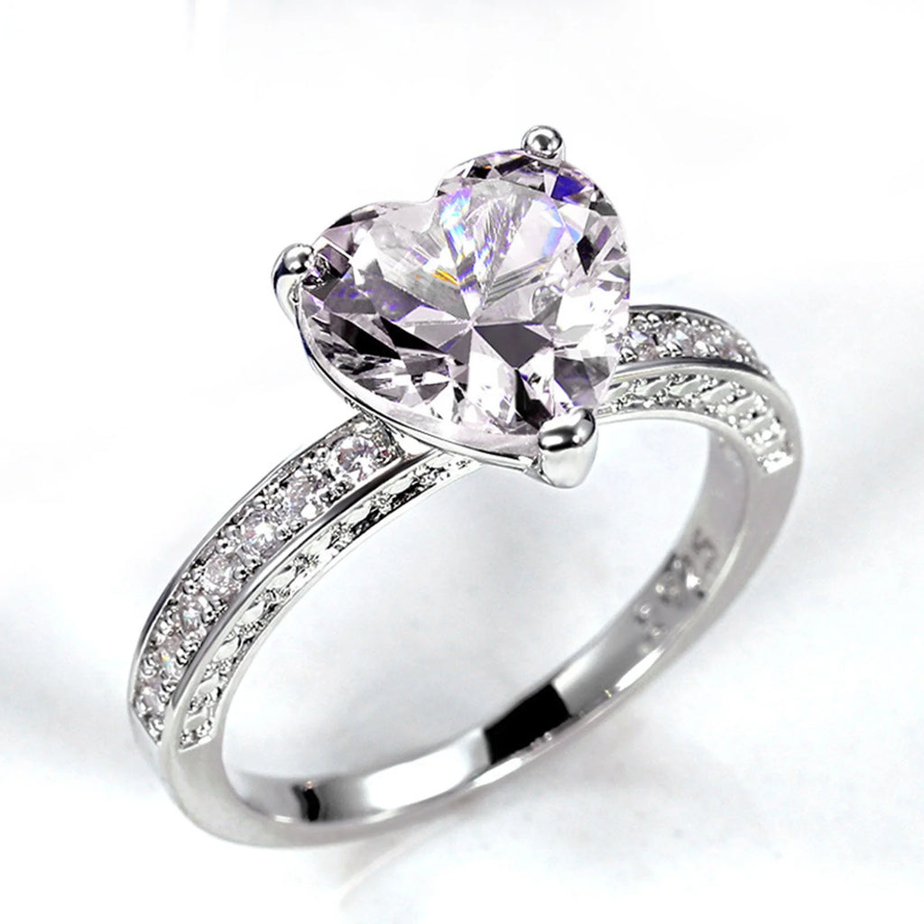 3-In-1 Rhinestone Stainless Steel Promise Ring