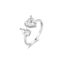 Adjustable Sterling Silver Gilded Heart Ring - Perfect Gift for Loved Ones