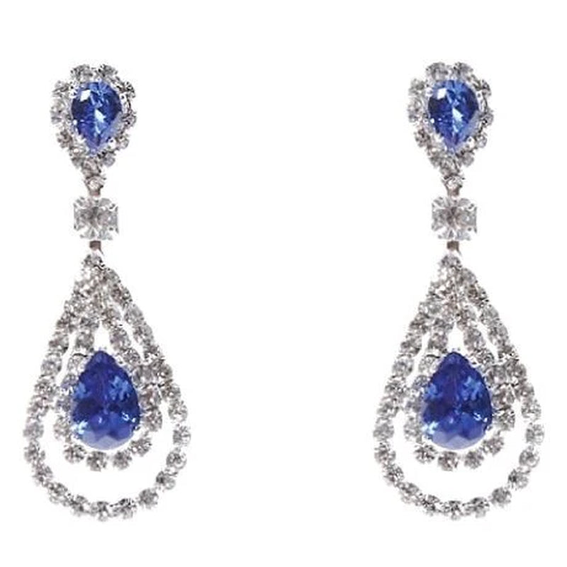 Elegant Linked Pear Rhinestone Dangle Earrings