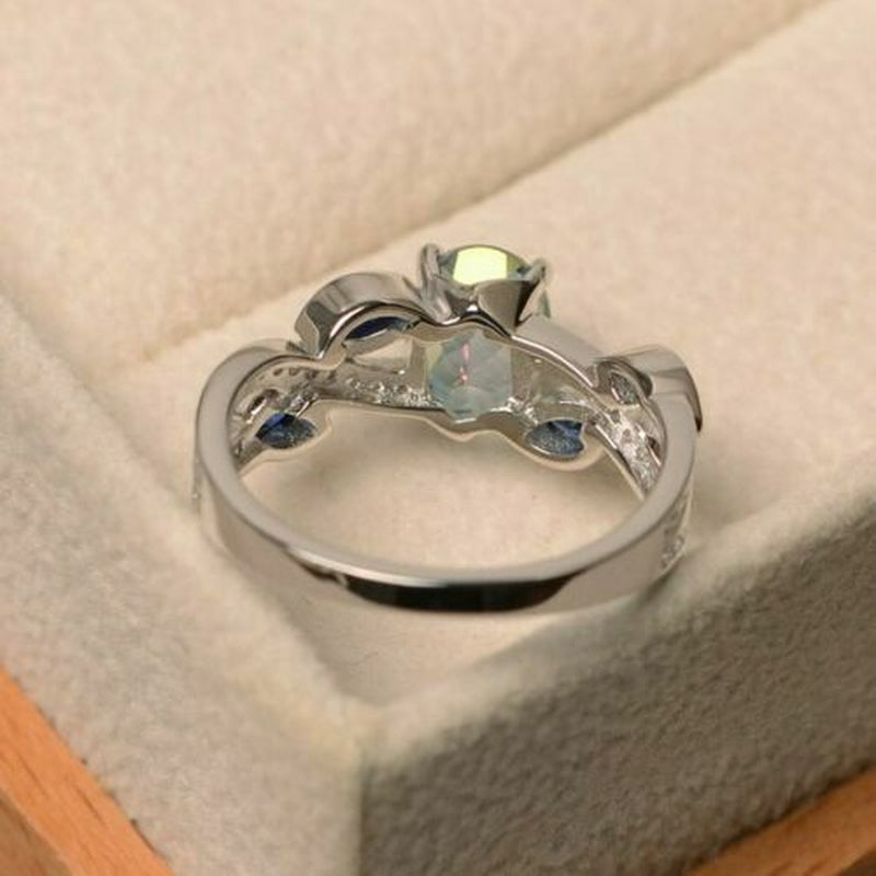 Oval Romantic Cut Aquamarine Women Silver Plated Rings Size 6-10 Simulated Glass