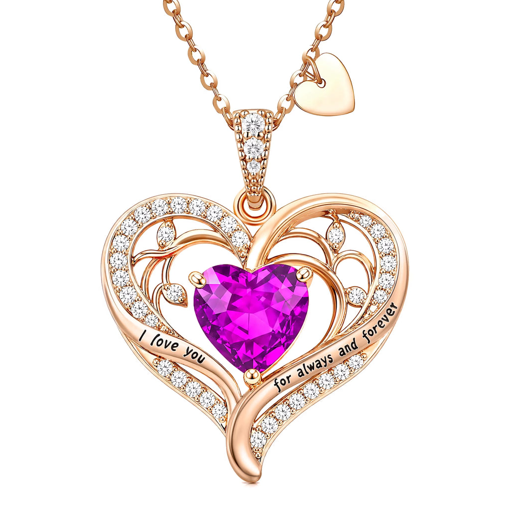 Birthstone Heart Pendant Necklace for Women, Christmas Birthday Anniversary Jewelry Gift