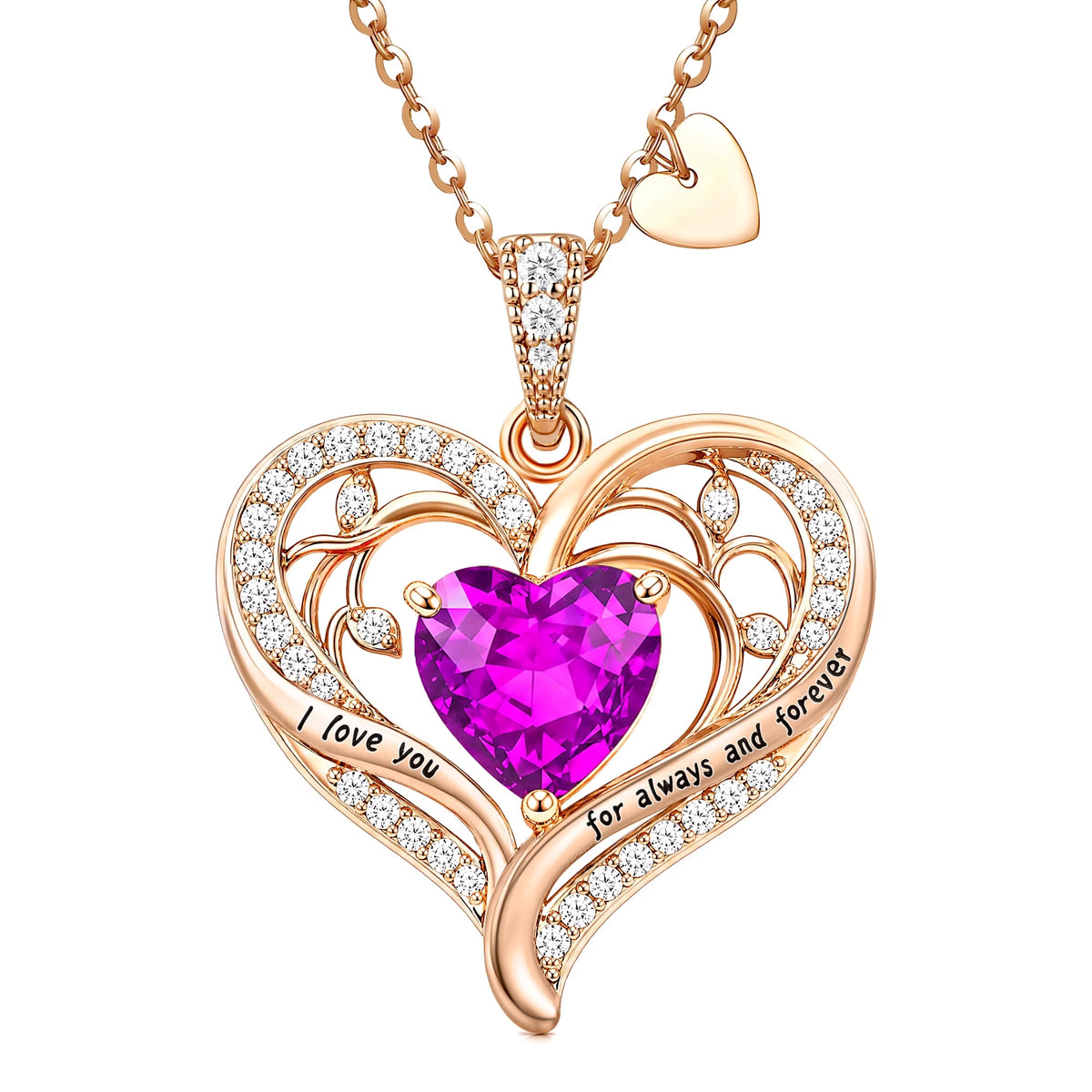 Birthstone Heart Pendant Necklace for Women, Christmas Birthday Anniversary Jewelry Gift