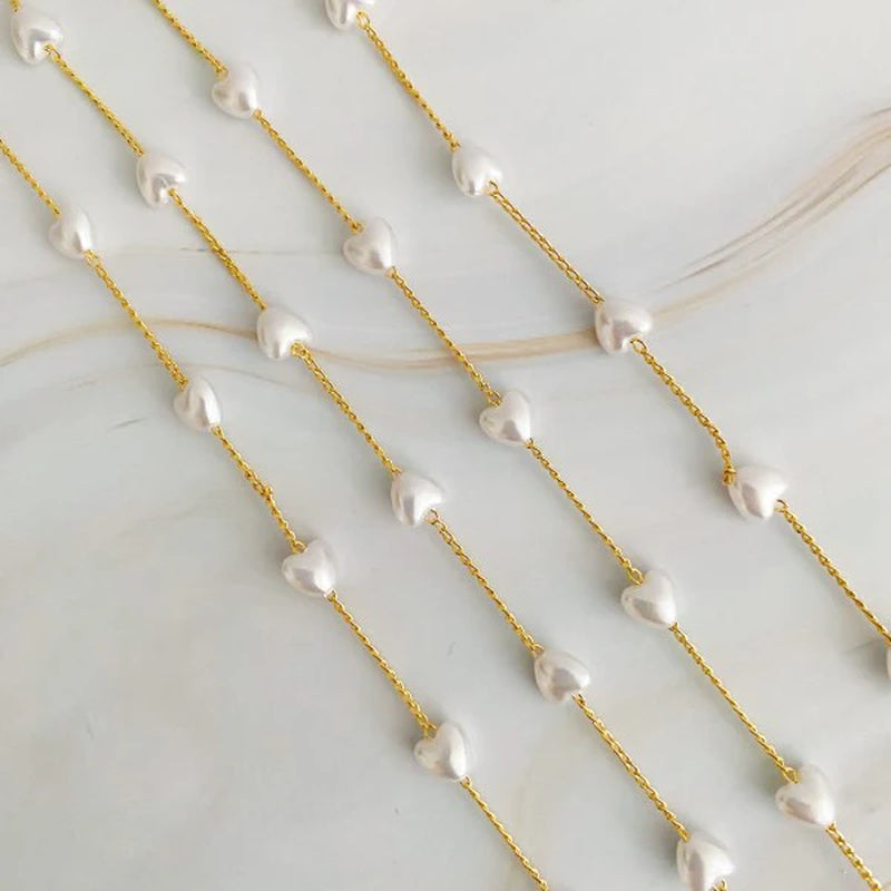 Elegant Pearl Heart Long Chain Necklace for Timeless Style