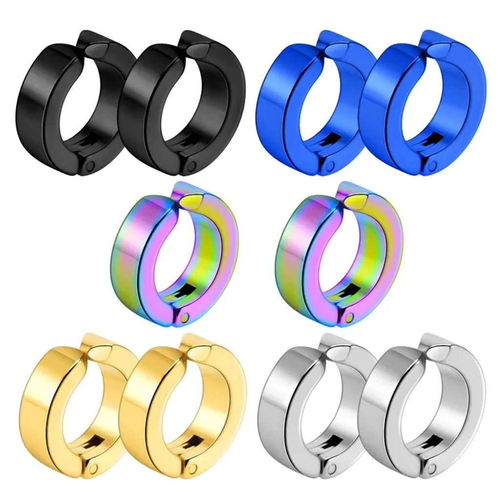 Stylish 2Pcs Non-Piercing Stainless Steel Cuff Hoop Earrings - Fake Piercing Clip-On Design