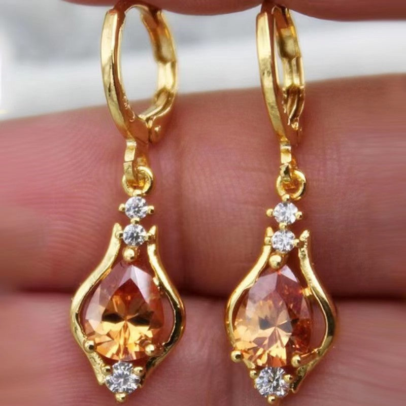 Purple Zircon All-Match Drop-Shaped Temperament Earrings