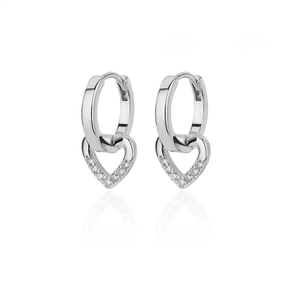 Elegant Gold Hollow Zircon Heart Earrings - Luxury Stainless Steel Jewelry Gift for Women with Free Shipping