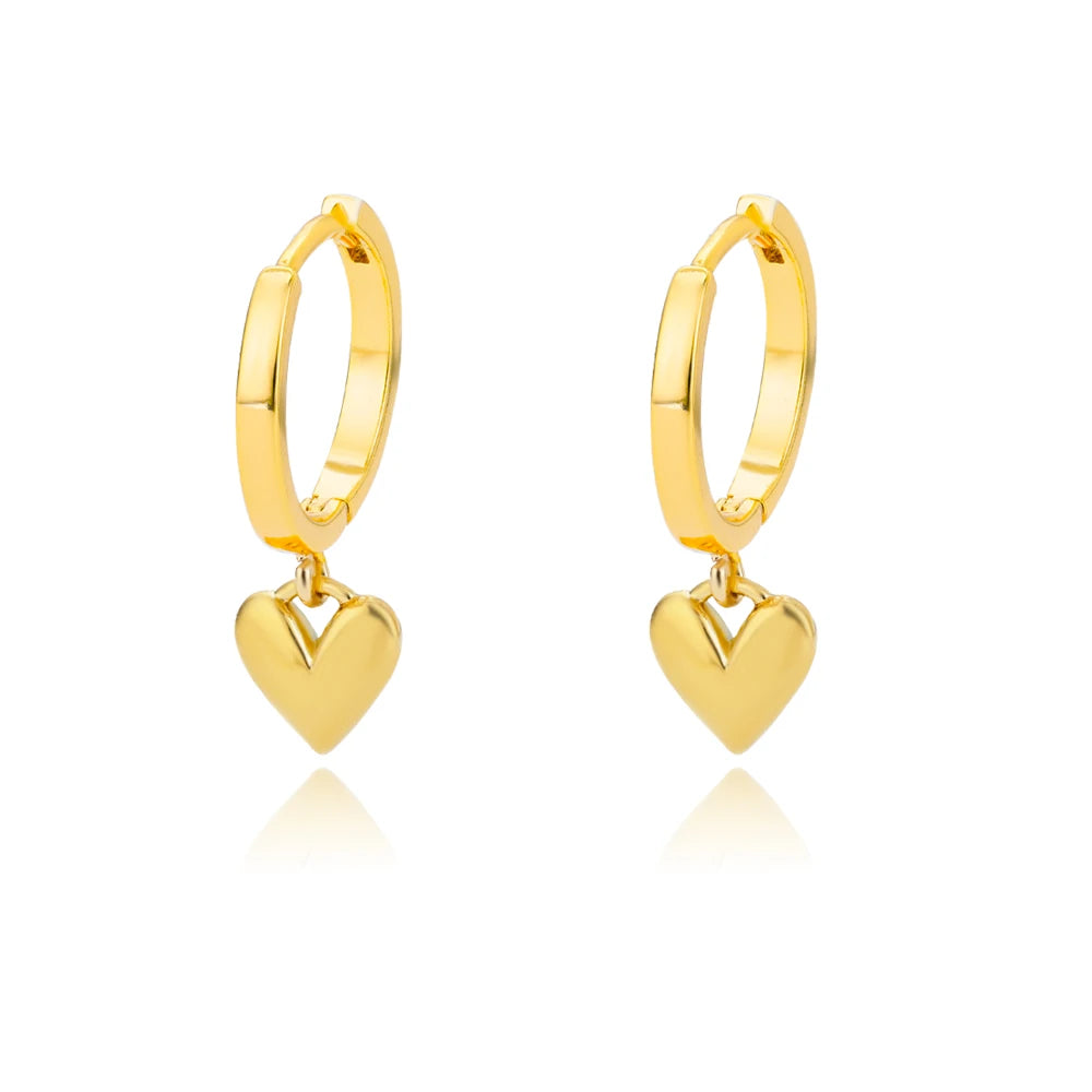 Elegant Gold Hollow Zircon Heart Earrings - Luxury Stainless Steel Jewelry Gift for Women with Free Shipping