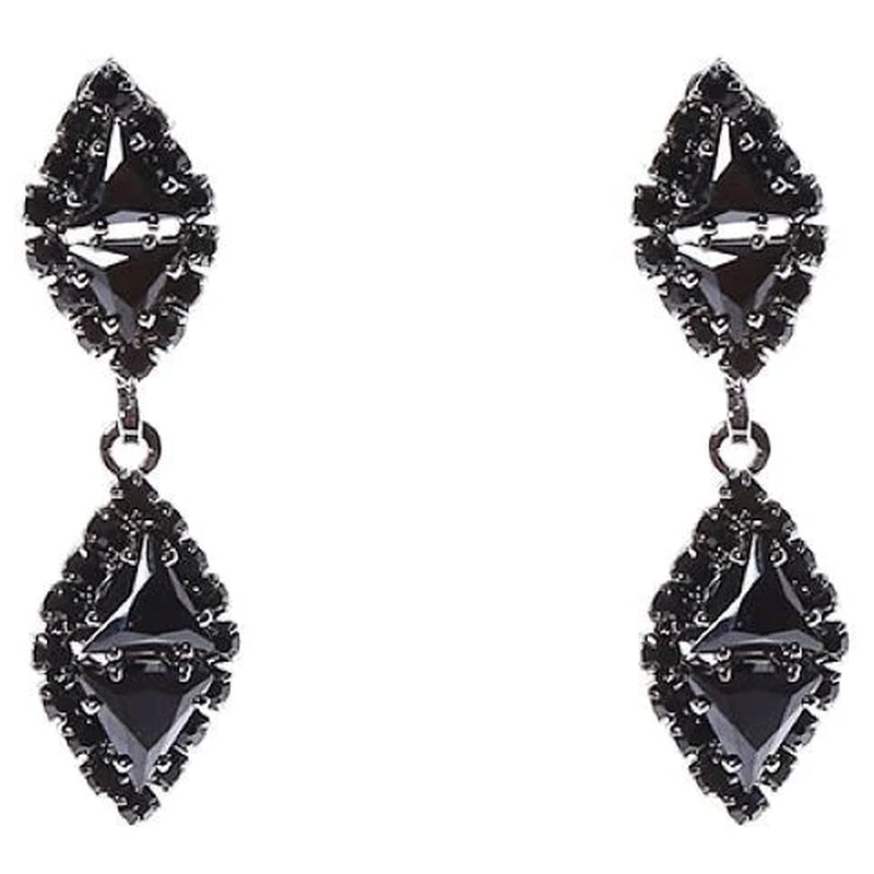 Stunning Linked Rhombus Dangle Earrings with Sparkling Rhinestones
