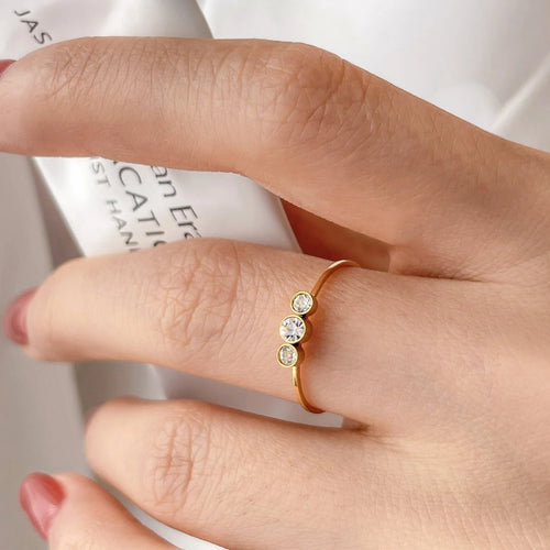 Elegant 18K Gold Plated Diamond Stacking Rings for a Glamorous Look