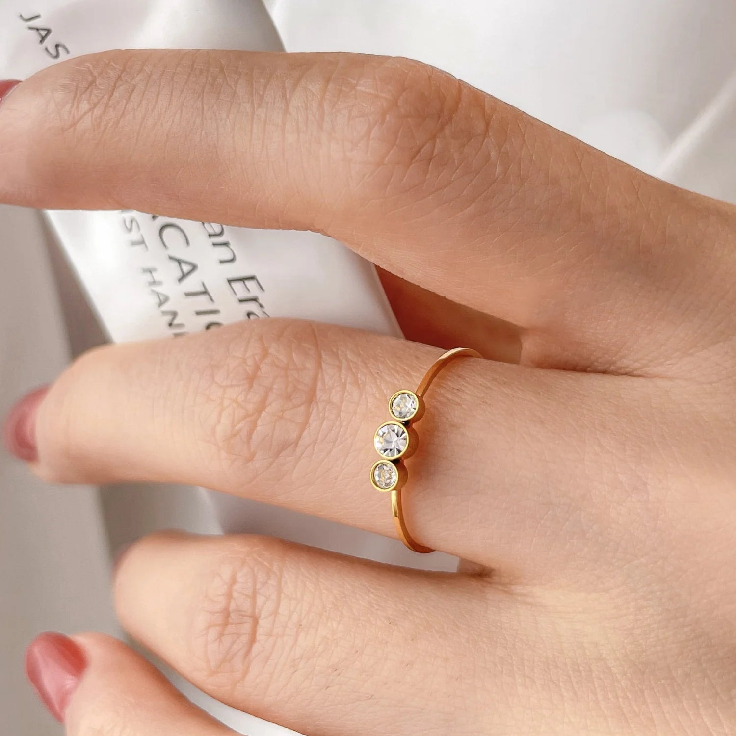 Elegant 18K Gold Plated Diamond Stacking Rings for a Glamorous Look