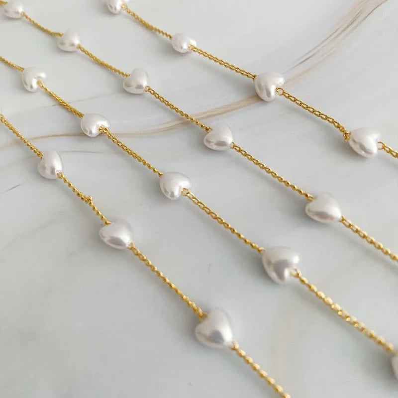 Elegant Pearl Heart Long Chain Necklace for Timeless Style