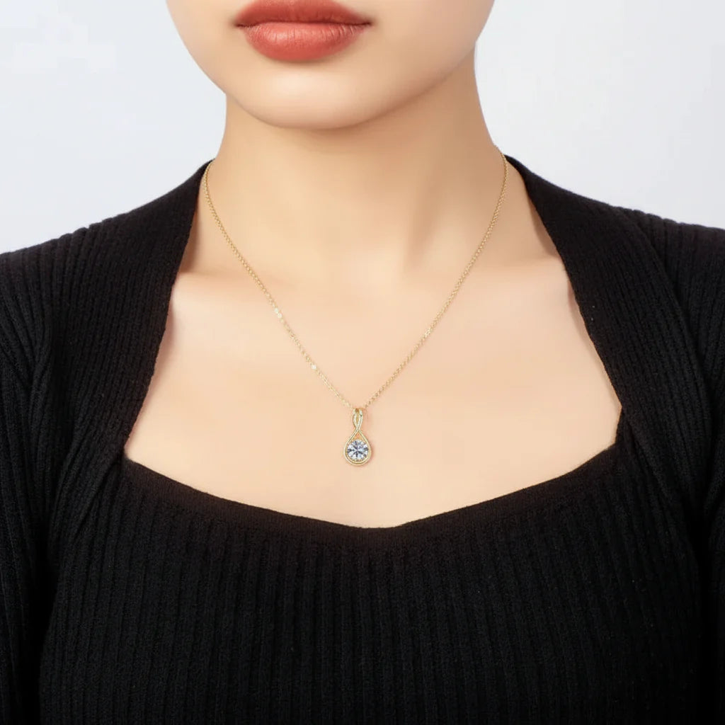 Stunning 18K Gold Plated Moissanite Classic Pendant Necklace