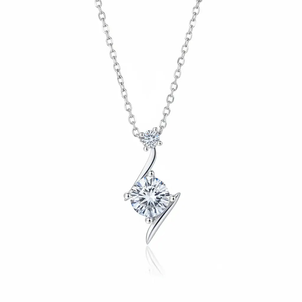 Stunning 1 Carat D Color Moissanite Pendant Necklace - Elegant and Timeless Jewelry Piece