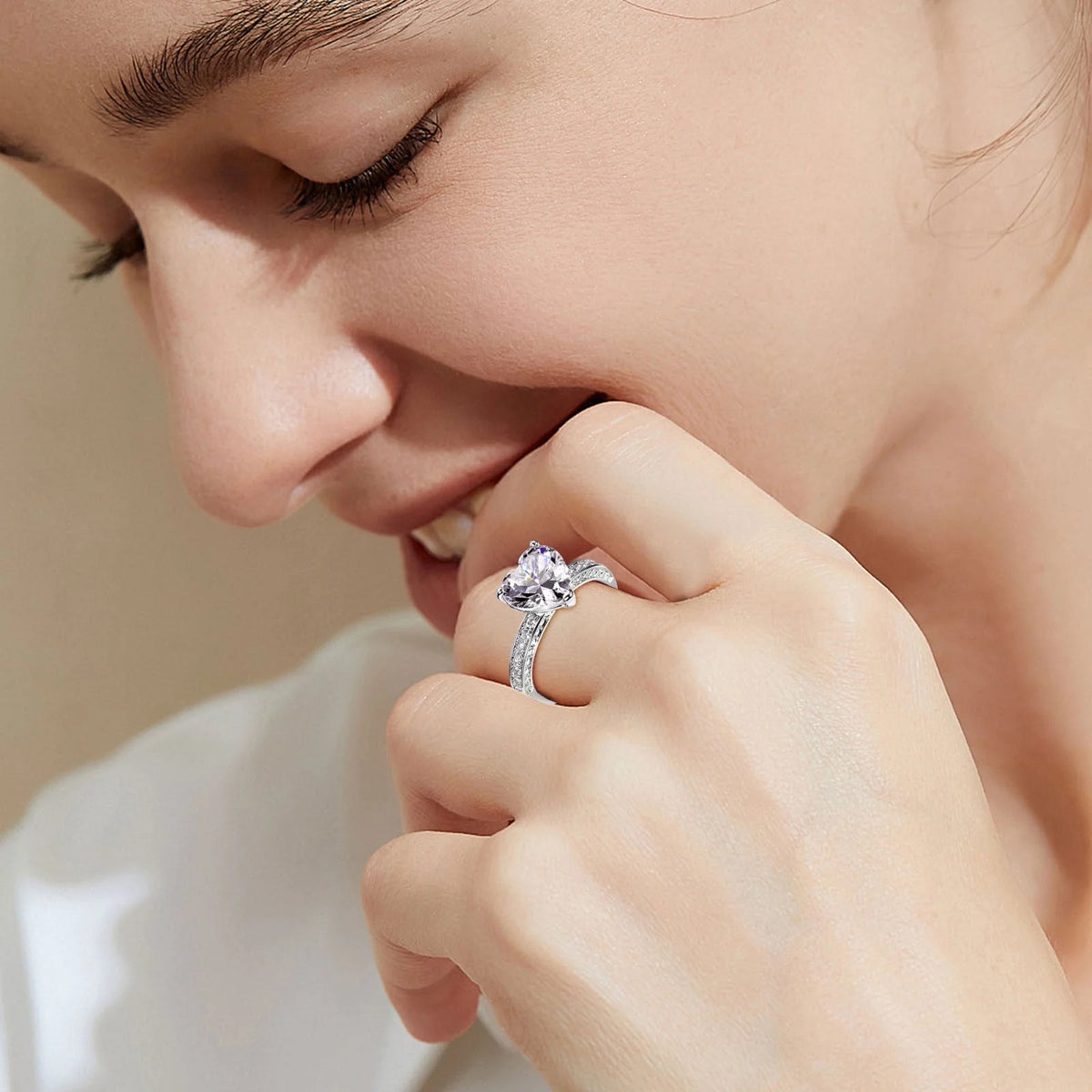 3-In-1 Rhinestone Stainless Steel Promise Ring