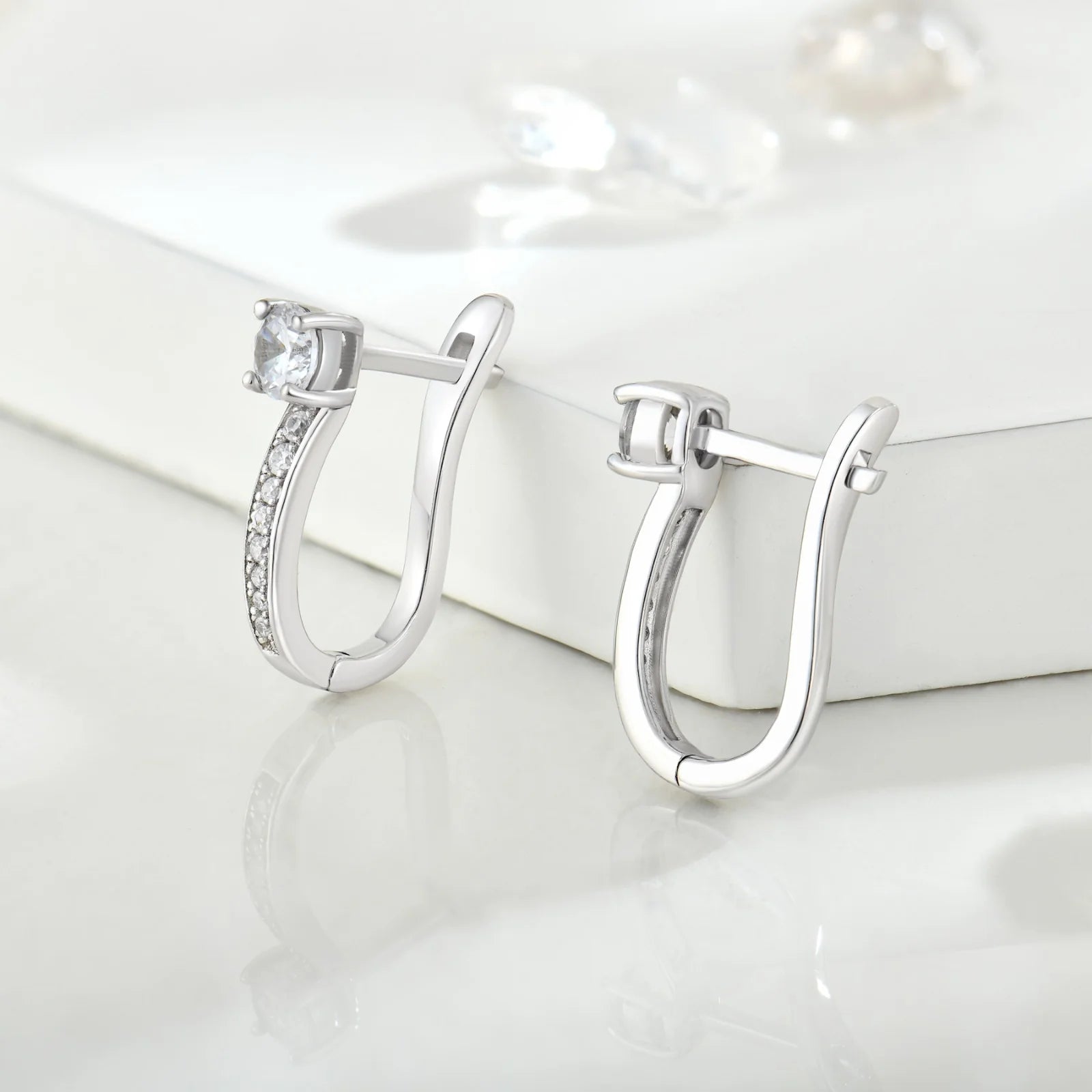Stunning Silver Moissanite Hoop Earrings – Perfect Elegance for Any Occasion