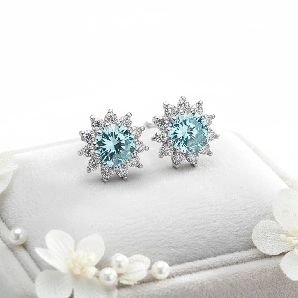 Stunning 1CT Moissanite Sunflower Stud Earrings in 925 Sterling Silver - D Color VVS1 Wedding Jewelry Gift for Her