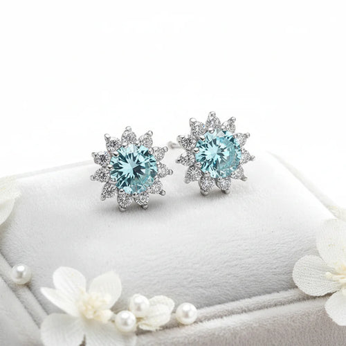 Stunning 1CT Moissanite Sunflower Stud Earrings in 925 Sterling Silver - D Color VVS1 Wedding Jewelry Gift for Her