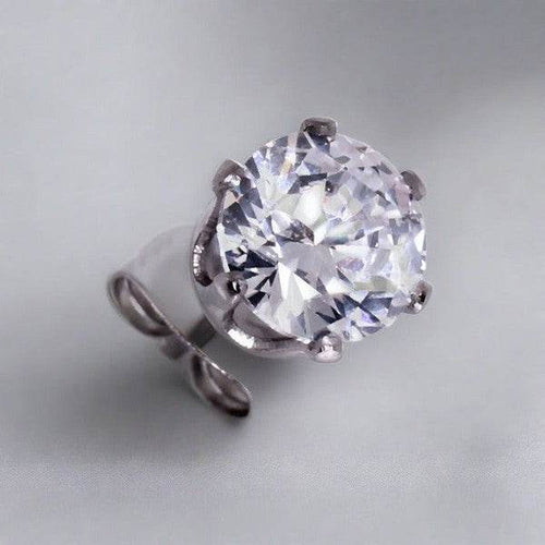 Elegant 316L Surgical Steel Clear CZ Round Stud Earrings