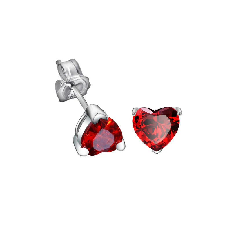 Stunning Heart-Shaped Red Zircon Stud Earrings - Perfect for Any Occasion!