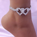 Charming Double Heart Crystal Anklet - Love Barefoot Chain Bracelet