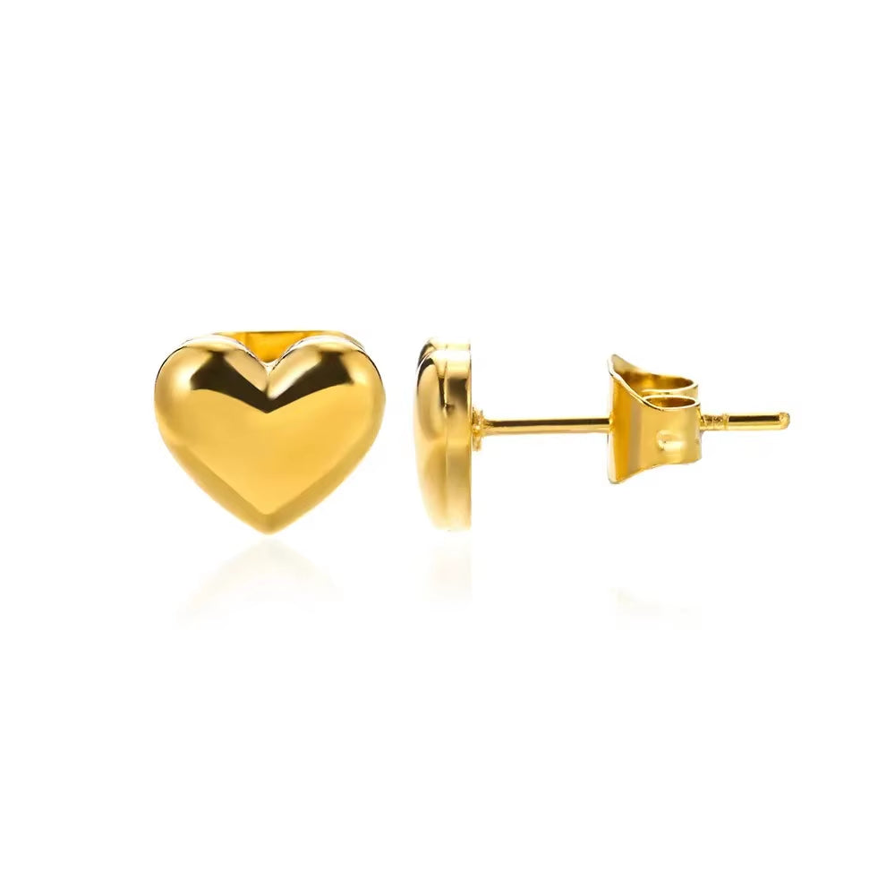 Elegant Gold Hollow Zircon Heart Earrings - Luxury Stainless Steel Jewelry Gift for Women with Free Shipping