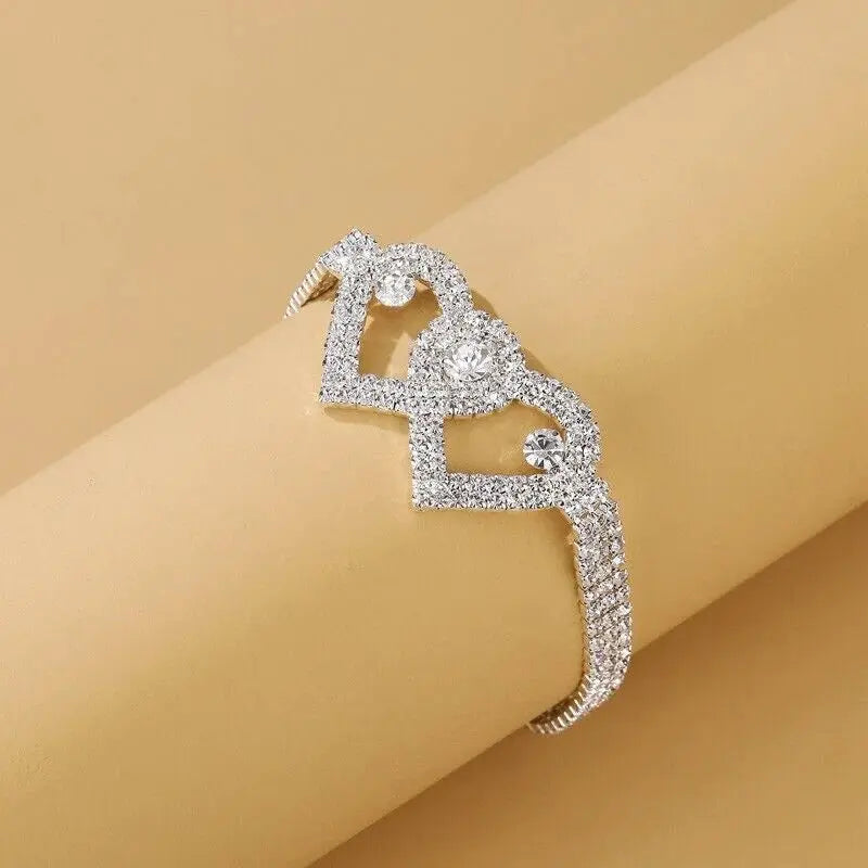 Charming Double Heart Crystal Anklet - Love Barefoot Chain Bracelet