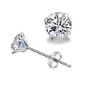 Elegant Sterling Silver Cubic Zirconia Stud Earrings - Timeless Sparkle for Every Occasion