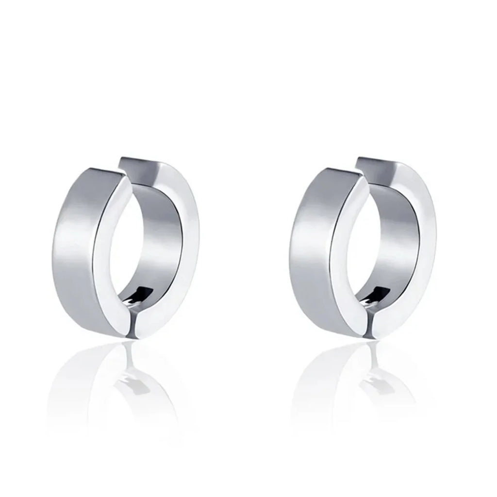 Stylish 2Pcs Non-Piercing Stainless Steel Cuff Hoop Earrings - Fake Piercing Clip-On Design