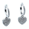 Sparkling Heart Dangle Mini Hoop Earrings with Cubic Zirconia