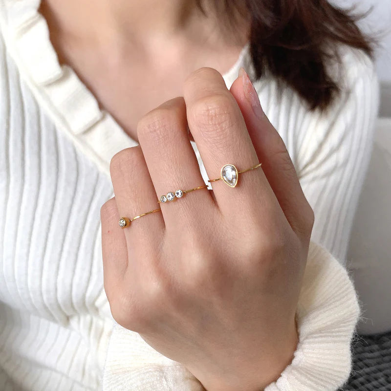 Elegant 18K Gold Plated Diamond Stacking Rings for a Glamorous Look