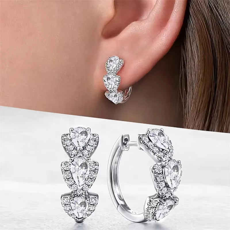 Luxury Blue Cubic Zirconia Hoop Earrings - Elegant Accessories for Weddings & Anniversaries