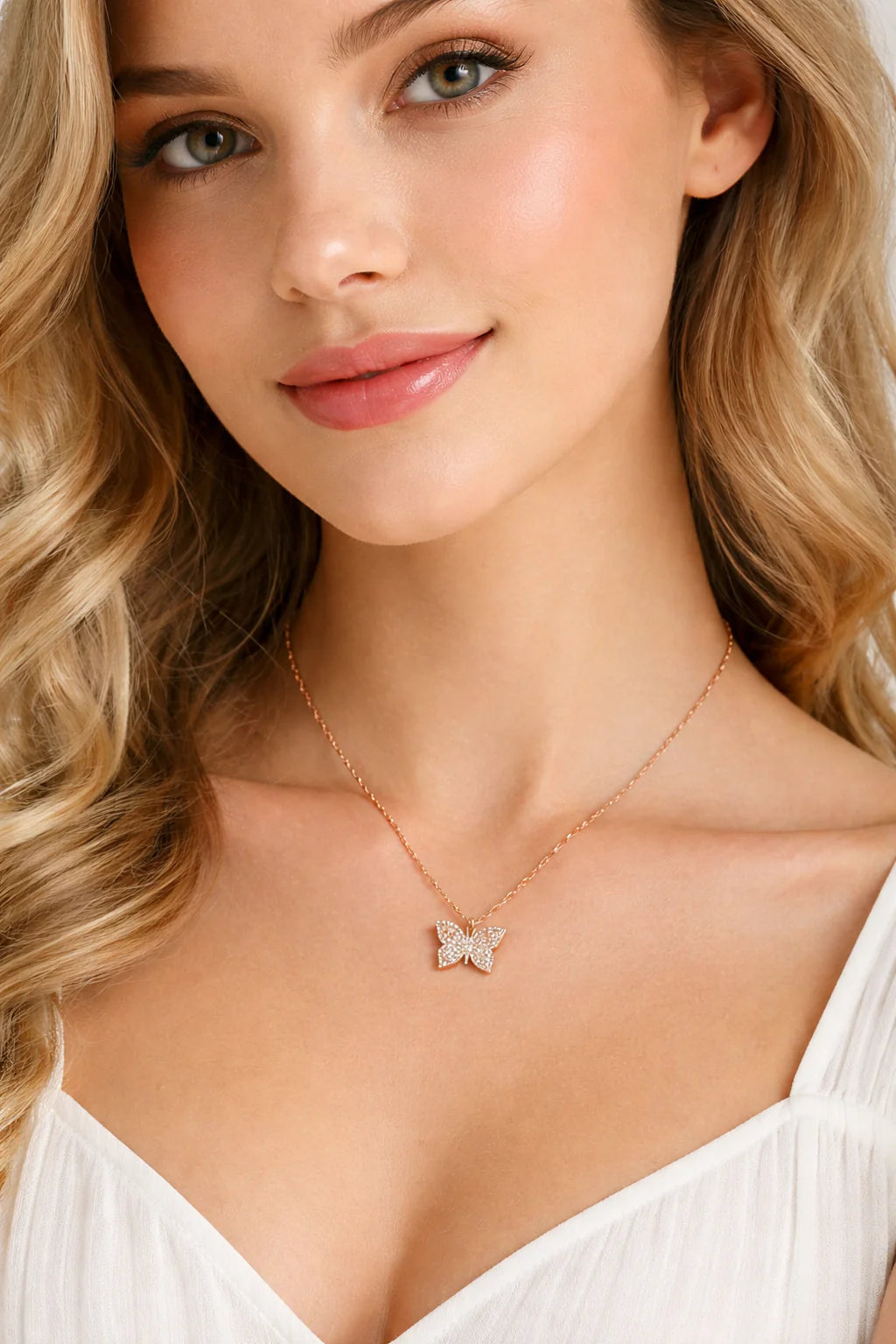 Elegant 925 Sterling Silver Rose Gold Butterfly Necklace - Dainty Pendant Jewelry Gift for Women